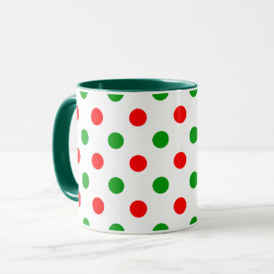 Caneca Desenho de Pontos Brancos Vermelhos e Verdes