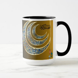 Caneca Desenho de Ramadan Mubarak – Crescente Islâmico Li