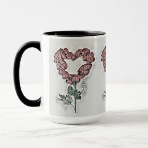 Caneca Desenho do Coração de Rosa de Laranja