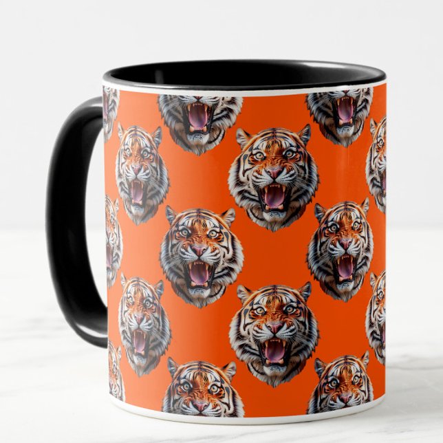 Caneca Desenho do padrão da cabeça do tigre laranja (Criador carregado)