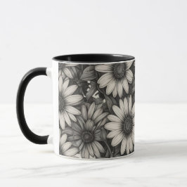 Caneca Desenho em tons de cinza africanos Daisy