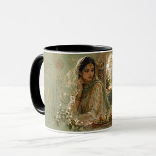 Caneca Desenho Estético de Jasmim do Pátio Árabe