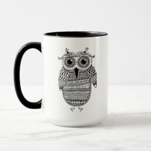 Caneca Desenho étnico da tinta da coruja