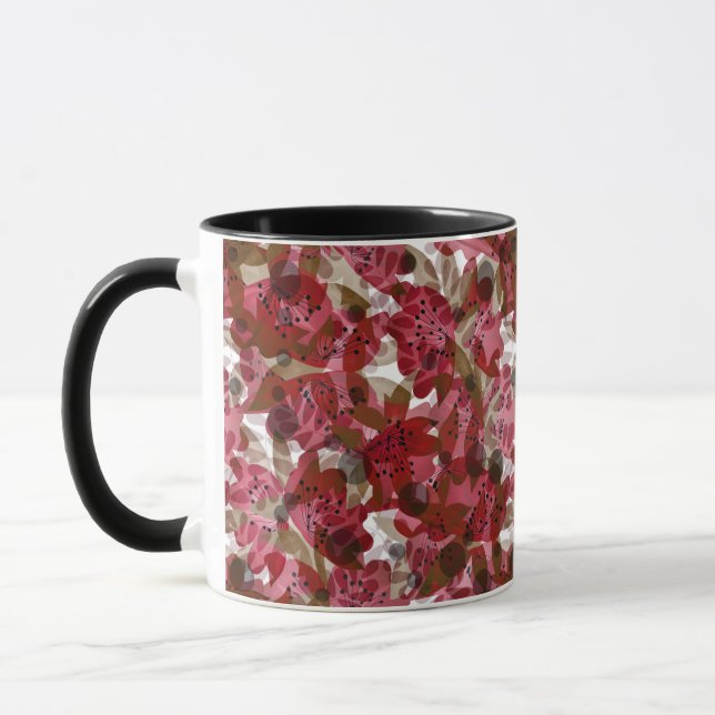 Caneca Desenho floral de flores vermelhas bonitas e fofas (Esquerda)