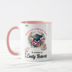 Caneca Desenho Floral para Formatura e Festa de Aniversár