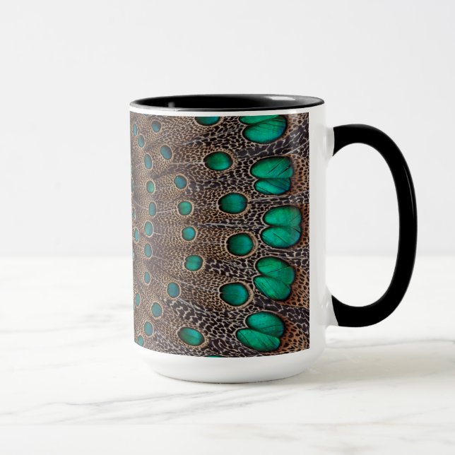 Caneca Desenho Fractal de Pena de Faisão (Direita)