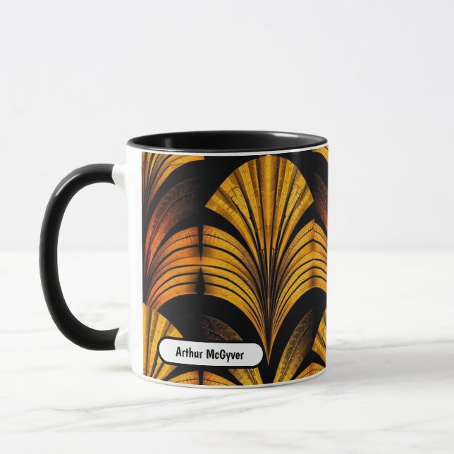 Caneca Desenho Geométrico de Arco de Fã Neo Deco Moderno (Esquerda)