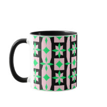 Desenho Geométrico Verde, Rosa e Preto