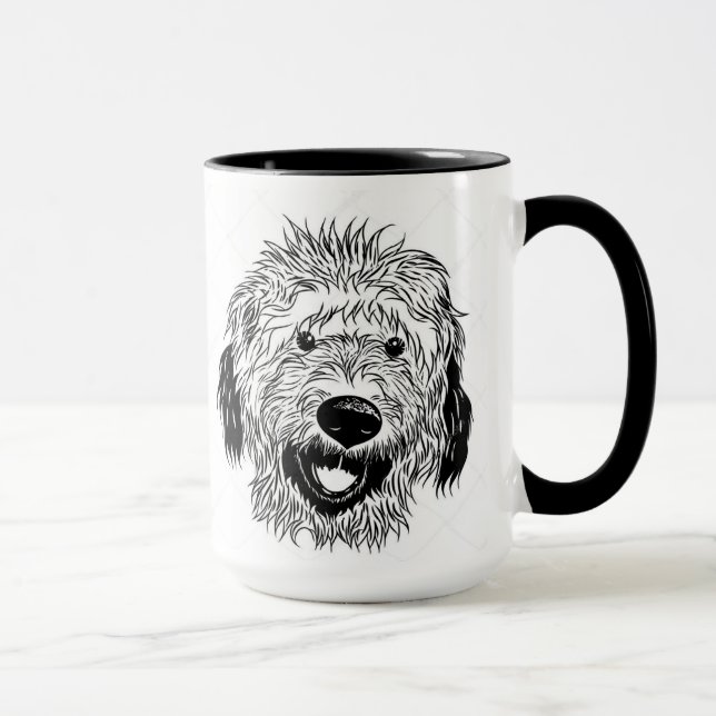 Caneca Desenho ilustrado de Goldendoodle (Direita)