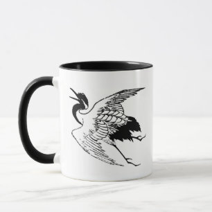 Caneca Desenho Japonês Antigo de um Grou