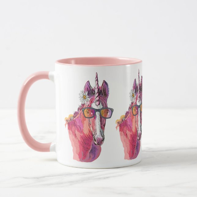 Caneca Desenho manual cor-de-rosa Unicorn Mug (Esquerda)