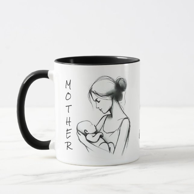 Caneca Desenho Moderno do Amor à Mãe e ao Bebê (Esquerda)