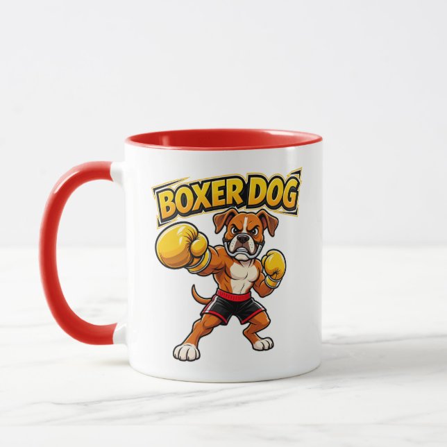 Caneca Desenho Original Cachorro Boxeador Divertido  (Esquerda)