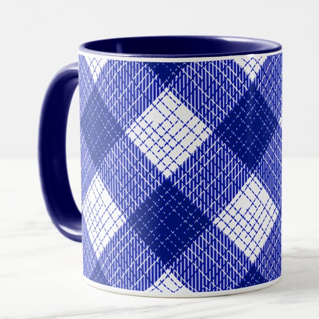 Caneca Desenho Xadrez Bold Azul e Branco (Criador carregado)
