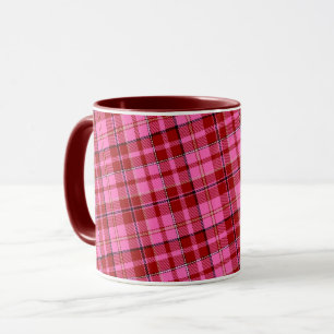Caneca Desenho Xadrez Tartan Rosa Bege Escuro