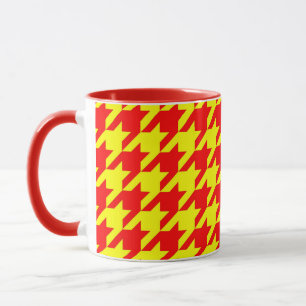 Caneca Desenho Xadrez Vermelho Amarelo