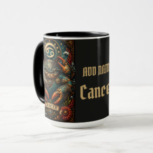 Caneca Desenho Zodíaco Masculino Celestial Câncer