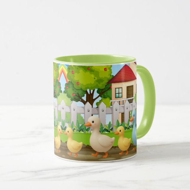 Caneca Desenhos de Patos Fofos para Crianças (Frente Esquerda)
