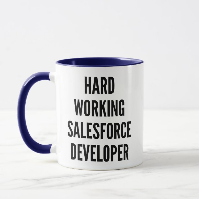 Caneca Desenvolvedor do Salesforce de Trabalho do duro (Esquerda)