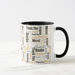 Caneca Desert Color Multilingual Obrigado Palavra Cloud M