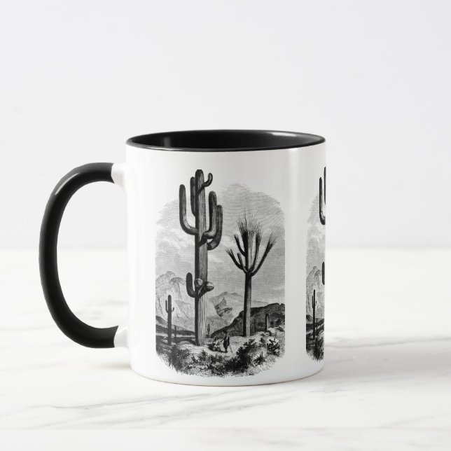 Caneca Deserto Paisagem Cactus vintage Tinta Tinta Desenh (Esquerda)