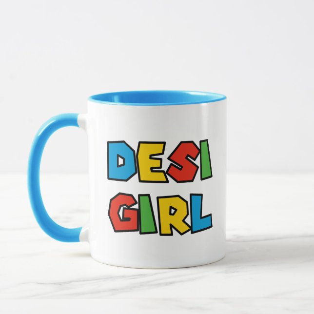 Caneca Desi Girl Mug, Adorável Café De Chá Com Script Mod (Esquerda)