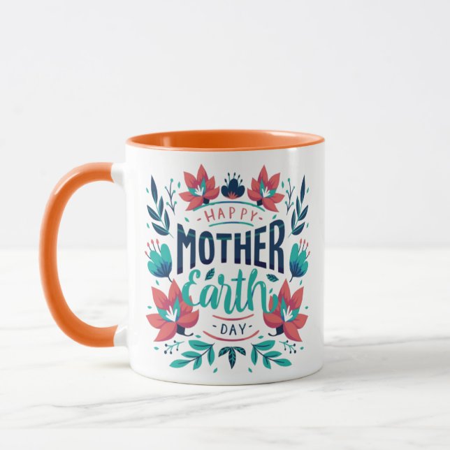 Caneca Design- 23184, Dia da Mãe Terra Desenhada à Mão (Esquerda)