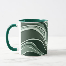 Caneca Design abstrato das ondas esmeraldas
