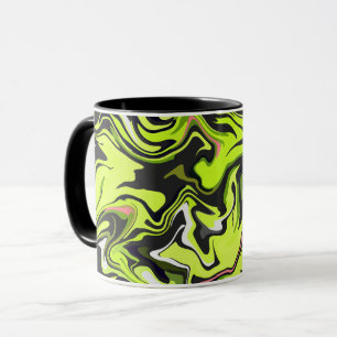 Caneca Design Abstrato de Redemoinho com Verde e Preto