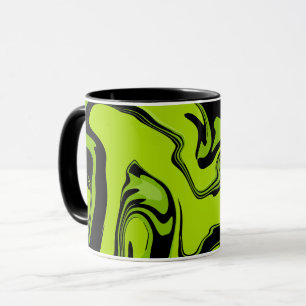 Caneca Design Abstrato de Redemoinho Verde e Preto