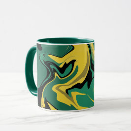 Caneca Design Abstrato Fluido Verde e Amarelo