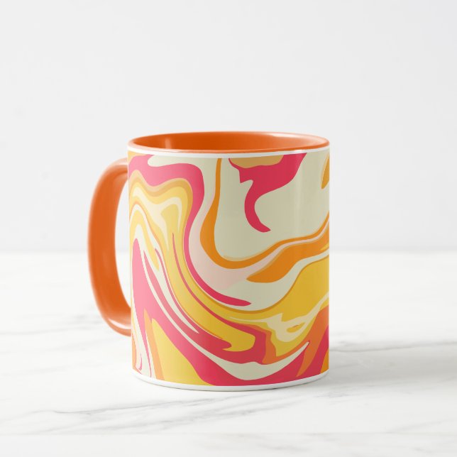 Caneca Design Abstrato Giratório em Tons Quentes (Frente Esquerda)