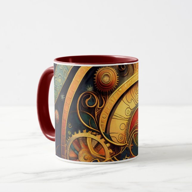Caneca Design Abstrato Steampunk de Relógio (Frente Esquerda)