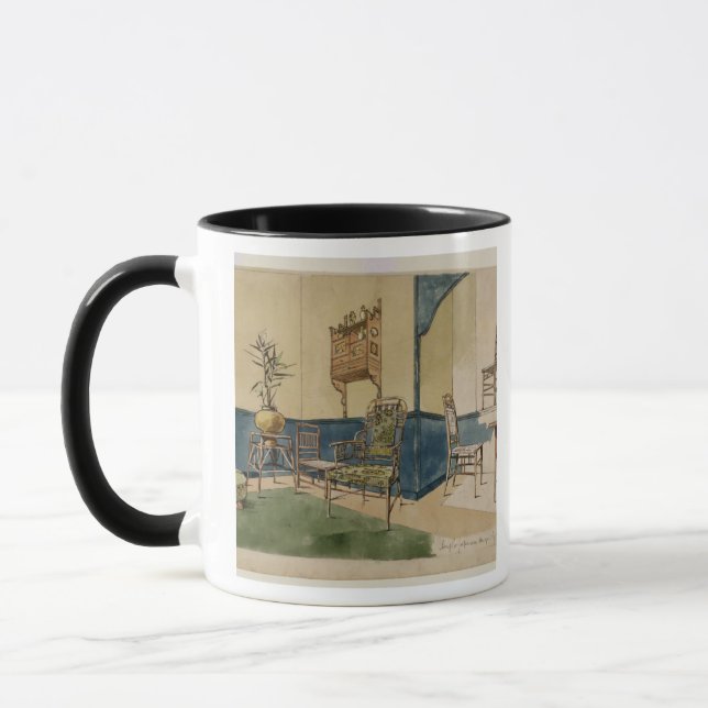 Caneca Design Anglo-Japonês, c.1860 (caneta & de tinta (Esquerda)