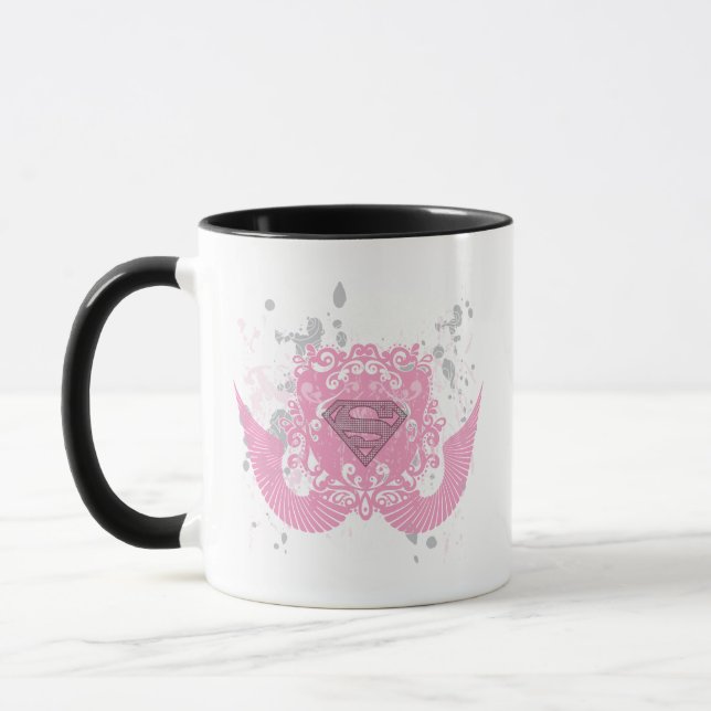 Caneca Design com asa rosa super-menina (Esquerda)