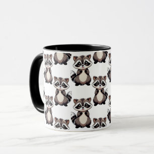 Caneca Design com padrão de guaxinim branco