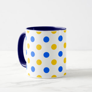 Caneca Design com Pontos Polka Amarelos e Azuis Brancos