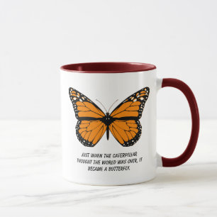 Caneca Design da borboleta com citações sobre a vida