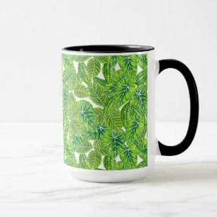 Caneca Design das folhas tropicais aquáticas