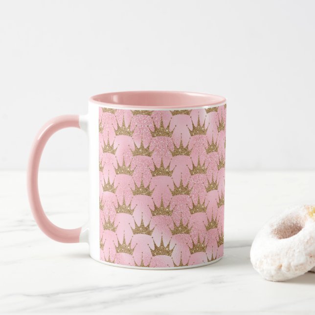 Caneca Design das Multidões Rosa Brilhantes (Com Donut)