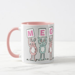 Caneca design de 3 letras do nome DIVERTIDO Rabbits