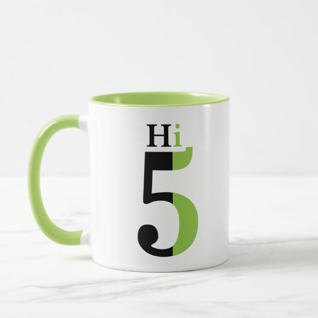 Caneca Design de alta definição de 5 caracteres verdes (Esquerda)