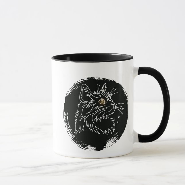 Caneca Design de Amante de Gato Cortado (Direita)