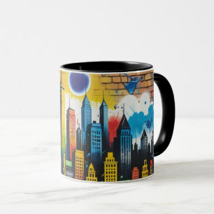 Caneca Design de Arte Colorida de Grafite