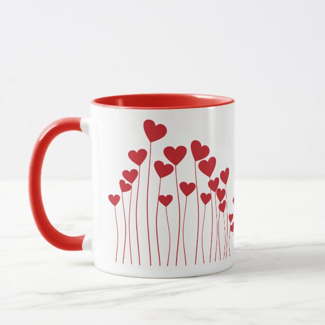 Caneca Design de Arte Moderna Corações (Esquerda)