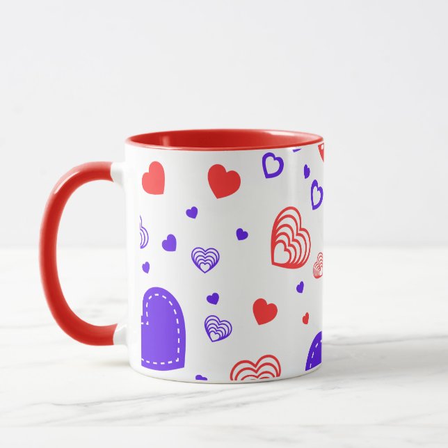 Caneca Design de Arte Moderna Corações (Esquerda)