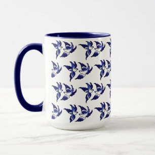 Caneca Design de Aves Selvagens Azuis Clássicas