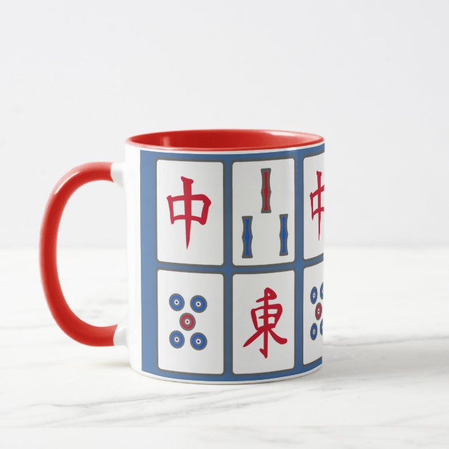 Caneca Design de Azulejos de jogos Mahjong (Esquerda)