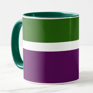 Caneca Design de Bloco de Cor Púrpura, Branco Verde
