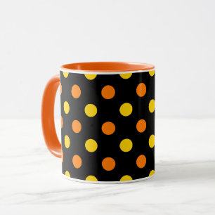 Caneca Design de bolinhas pretas e laranja amarelo 